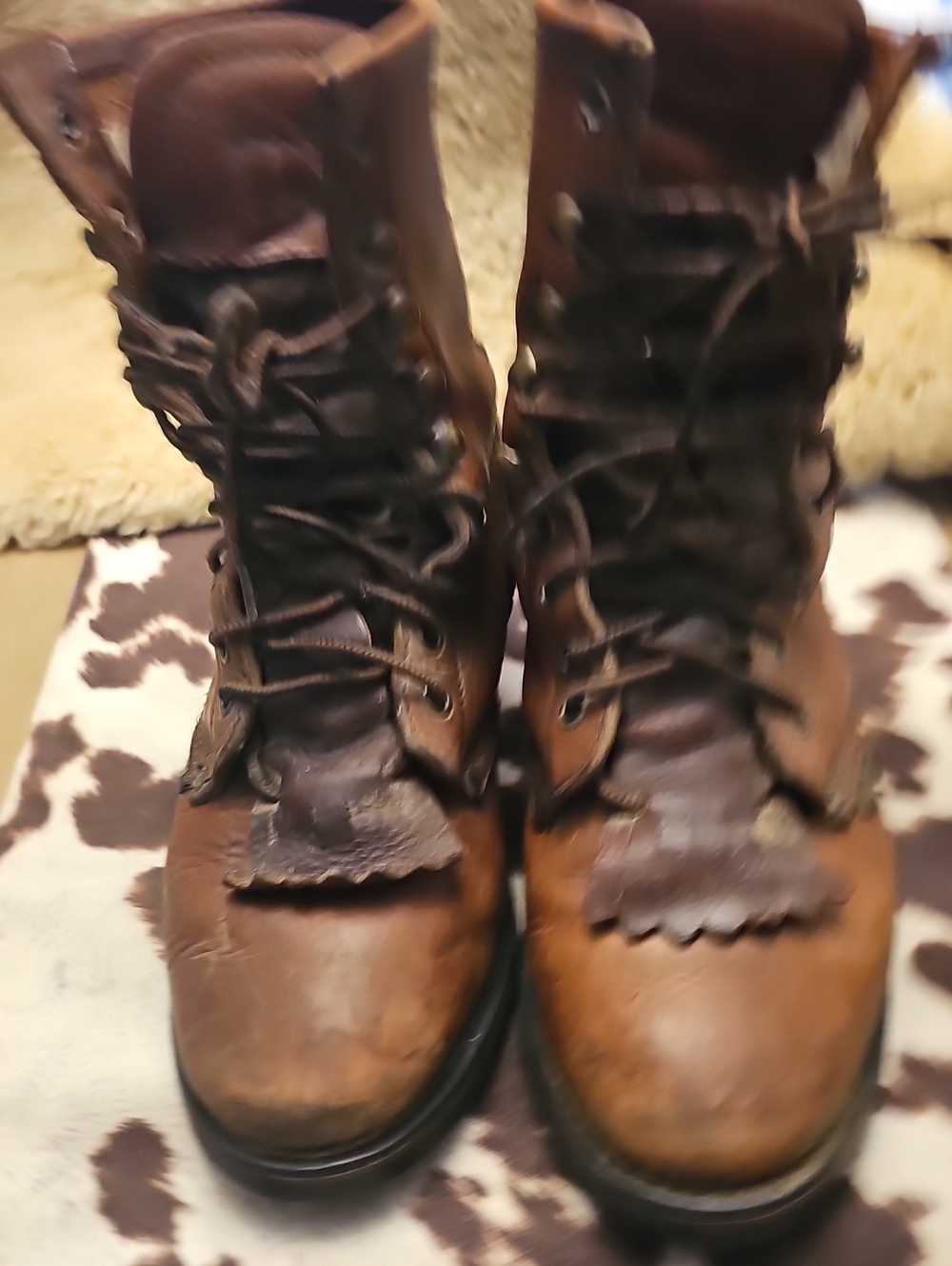 Women's Brown Lace-Up Leather Boots with Rugged Ankle Support